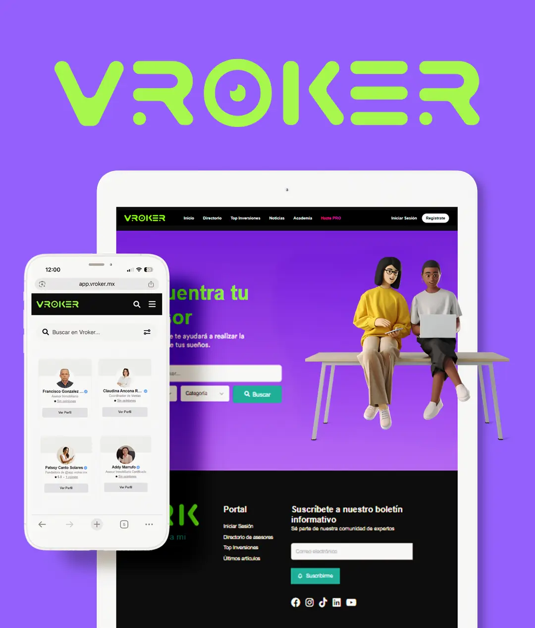 app.vroker diseño de portal por Pattsy.com